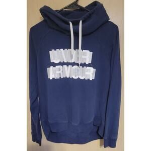 UNDER ARMOUR HOODIE BLUE Sweatshirt MD LOOSE Womens Spellout